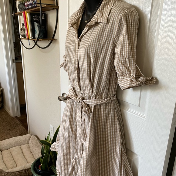 Calvin Klein Brown & White Plaid Midi Dress - Picture 5 of 16